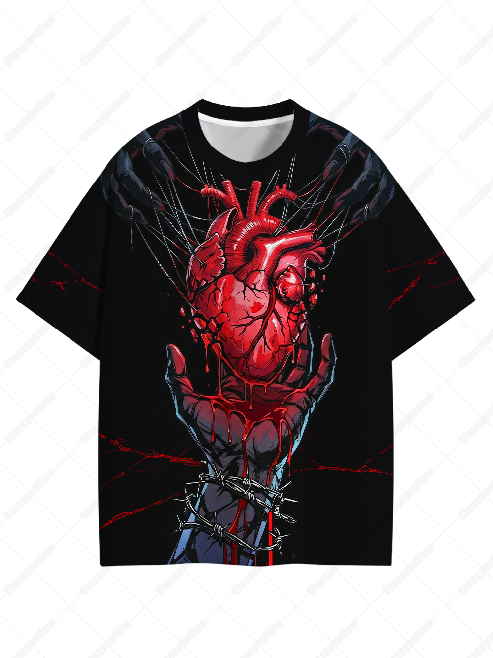 DARK HEART IN CHAINS ECO OVERSIZED GRAPHIC TEES
