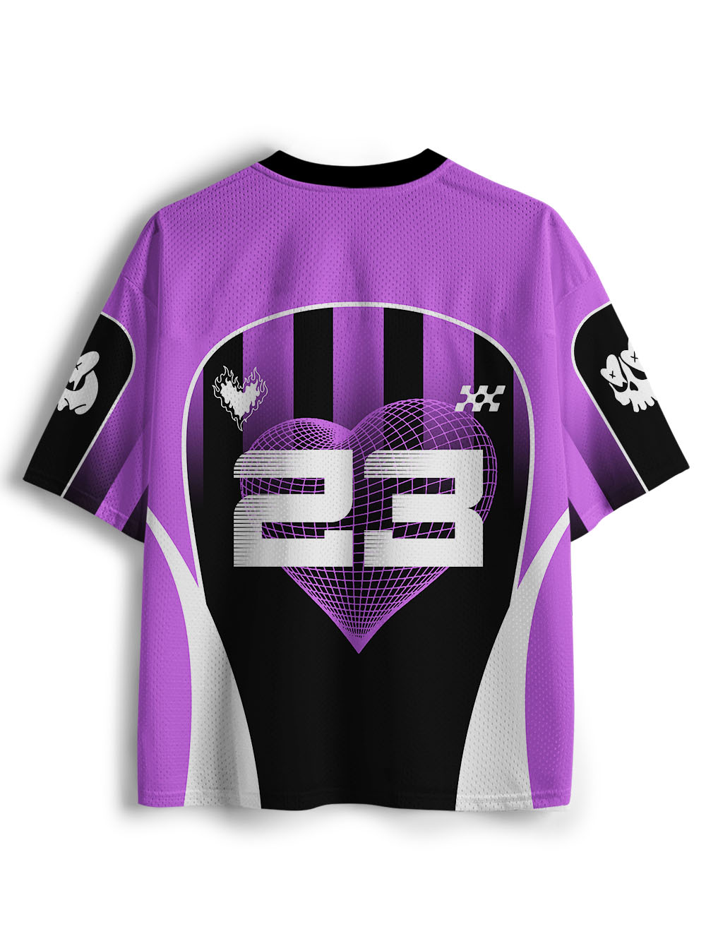 PURPLE SKELETON ON SWING MESH JERSEY