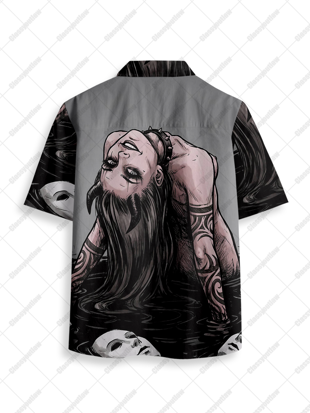 LONG-HAIRED GIRL WITH DESIRES BUTTON UP POCKET SHIRT