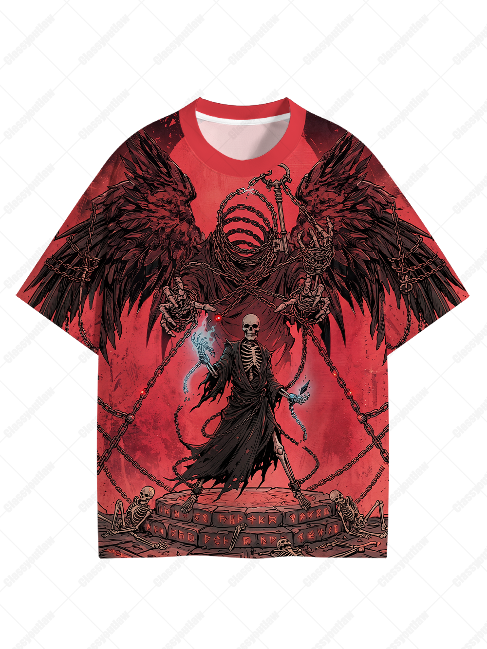 BLOOD WINGS SKELETON REAPER ECO OVERSIZED GRAPHIC TEES