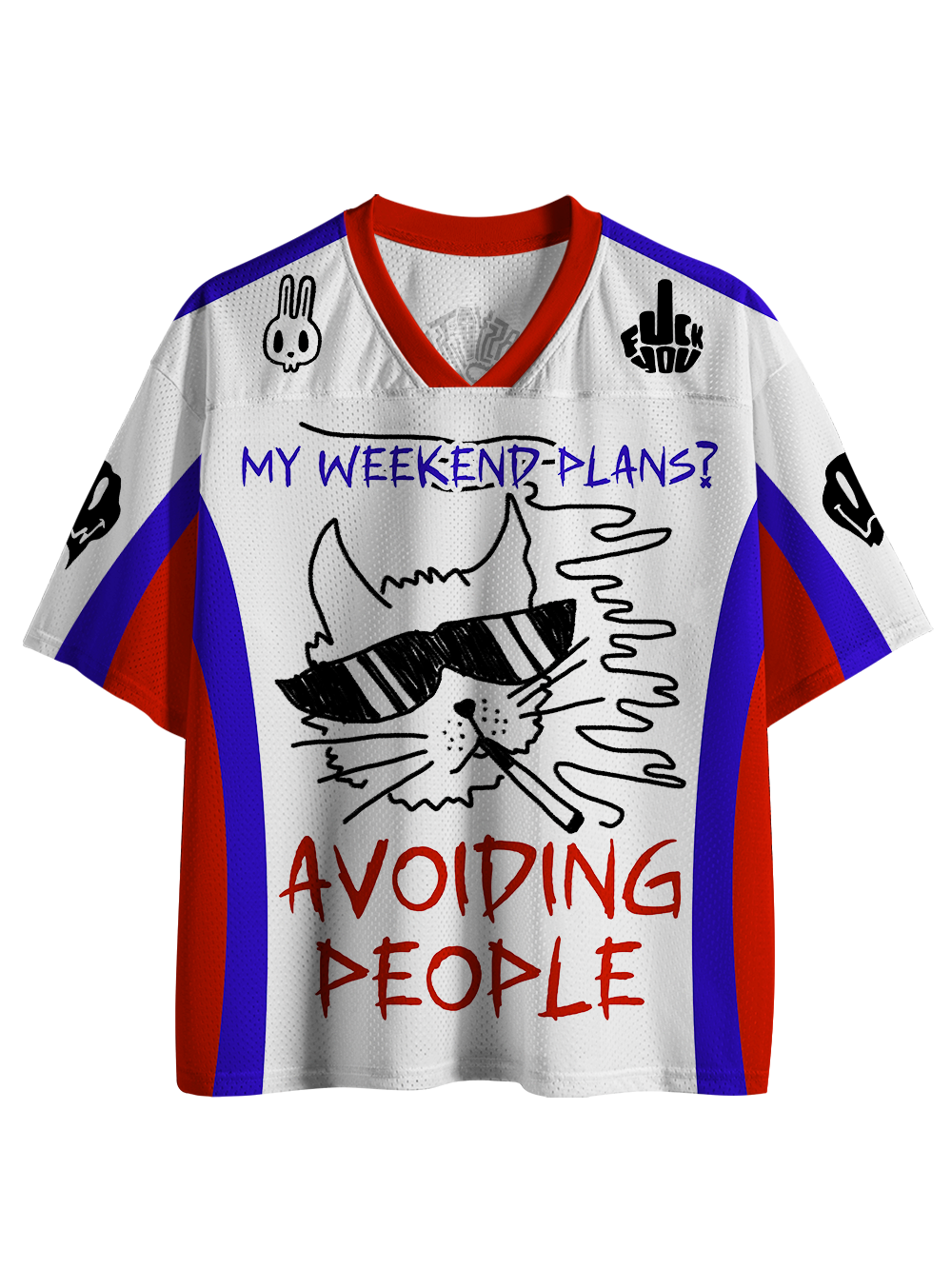MY WEEKEND PLANS AVOIDING PEOPLE MESH JERSEY