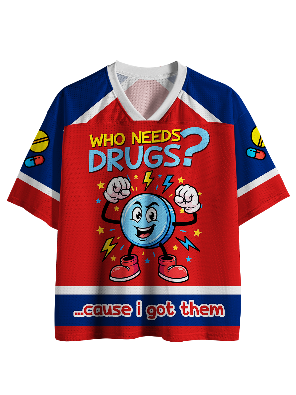 WHO NEEDS DRUGS MESH JERSEY