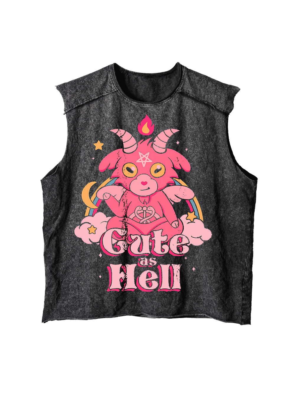 CUTE AS HELL DISTRESSED TANK TOP