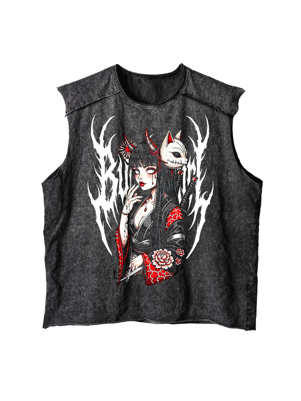 FOX MASK ENCHANTRESS DISTRESSED TANK TOP