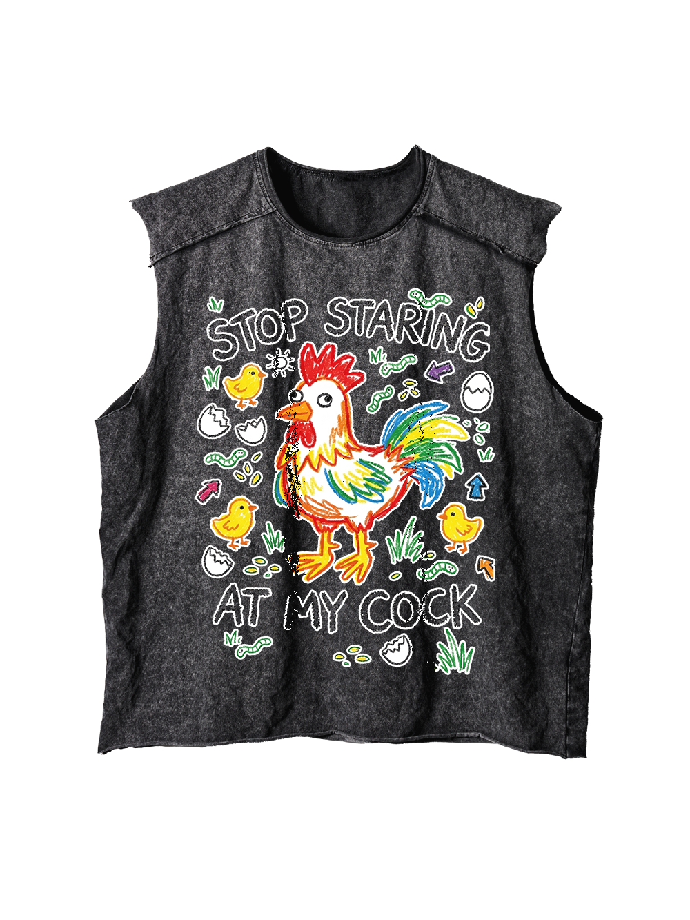 STOP STARING DISTRESSED TANK TOP