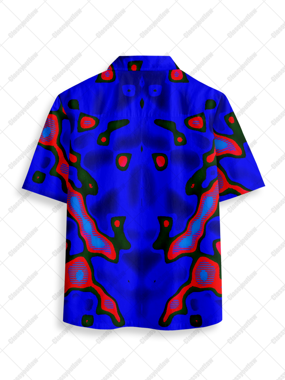 BLUE ABSTRACT PSYCHEDELIC BUTTON UP POCKET SHIRT