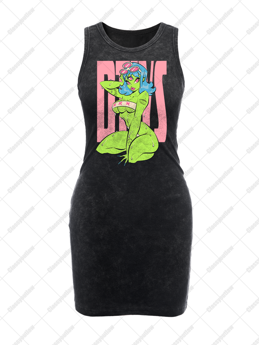 ALIEN DIVA VINTAGE BODYCON TANK DRESS