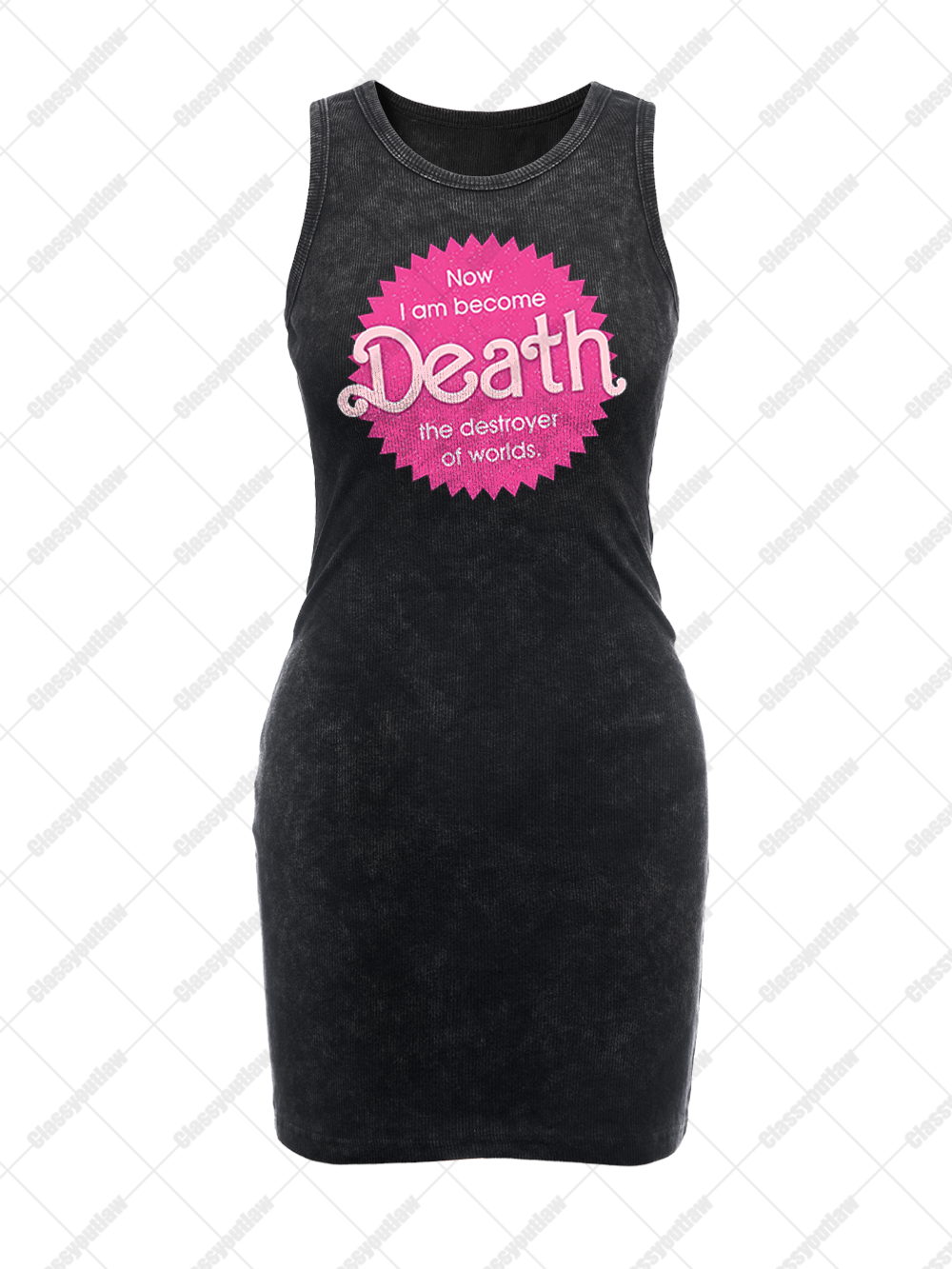 SPARKLY HARBINGER OF DEATH VINTAGE BODYCON TANK DRESS