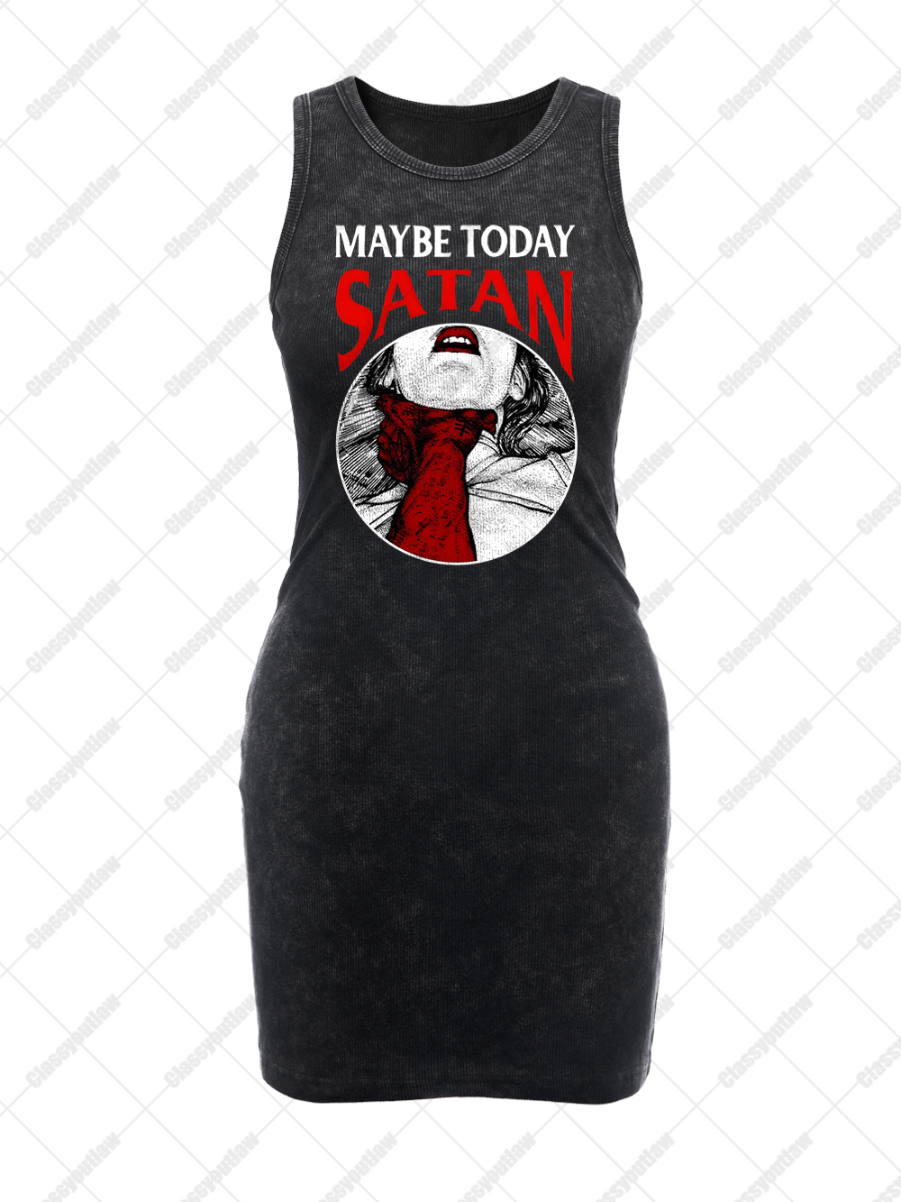 MAYBE TODAY SATAN VINTAGE BODYCON TANK DRESS