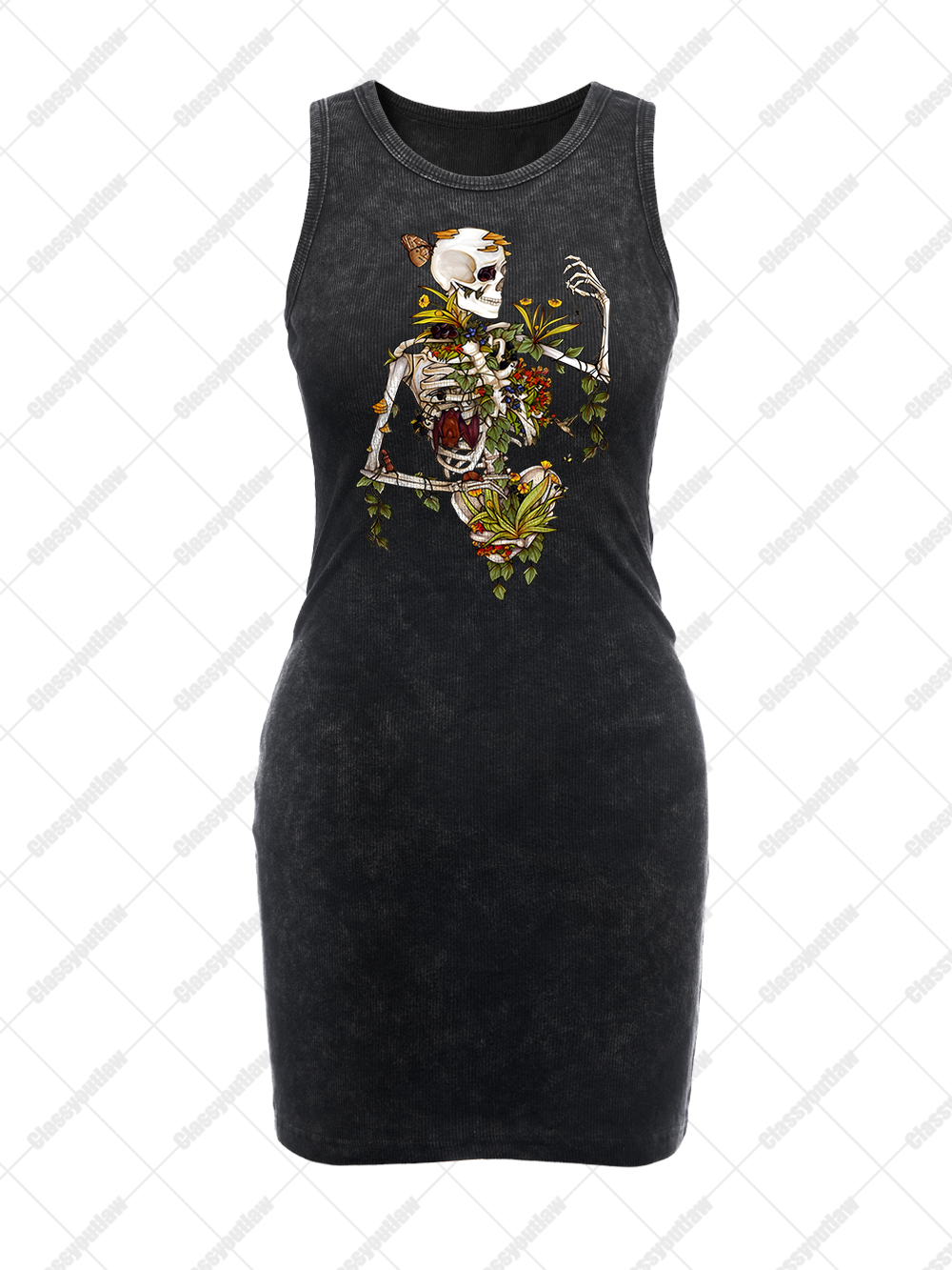 FLORAL REBIRTH VINTAGE BODYCON TANK DRESS