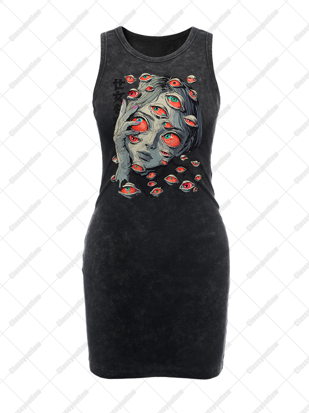 EYES OF THE UNSEEN VINTAGE BODYCON TANK DRESS
