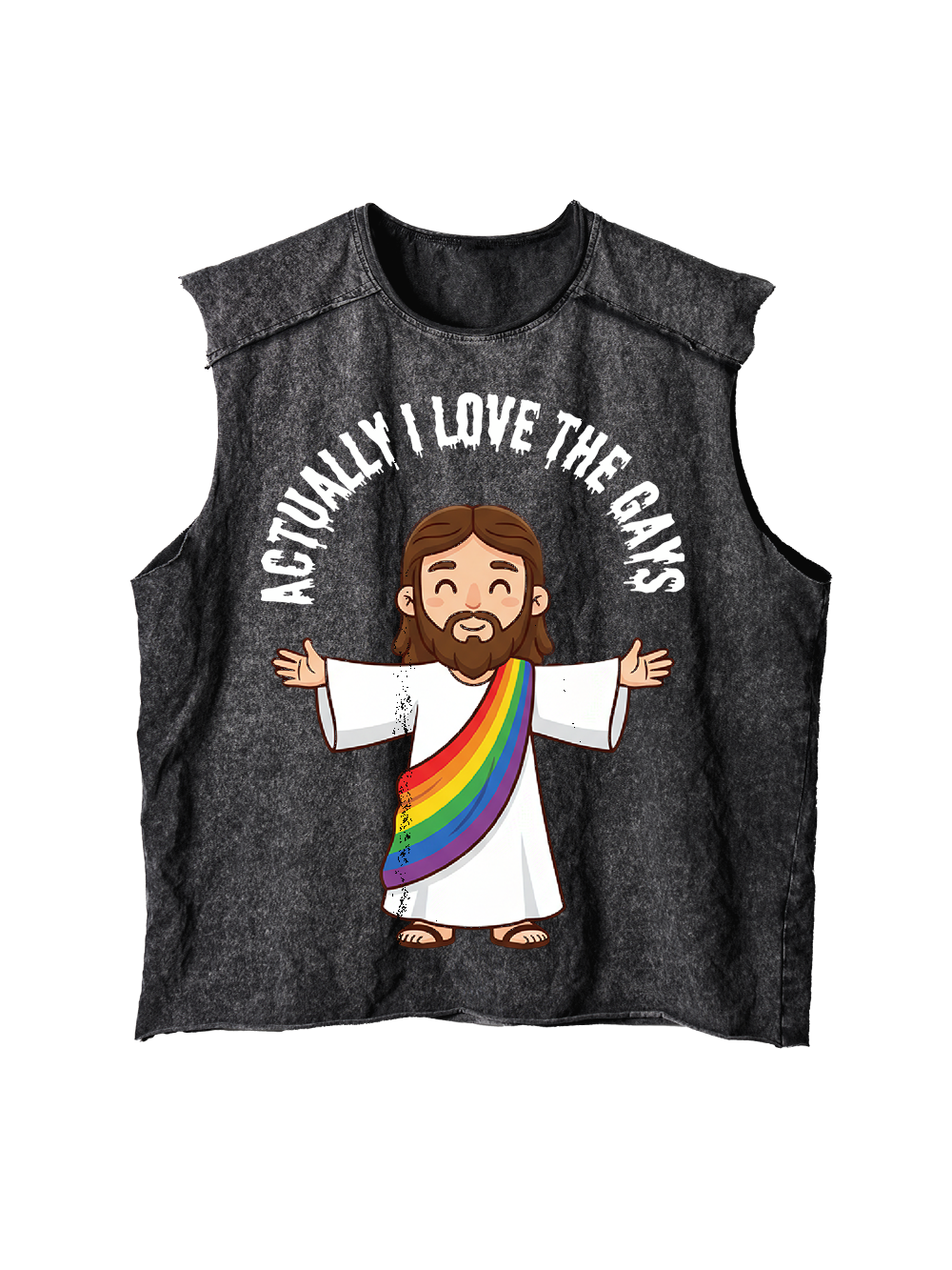 ACTUALLY I LOVE THE GAYS DISTRESSED TANK TOP