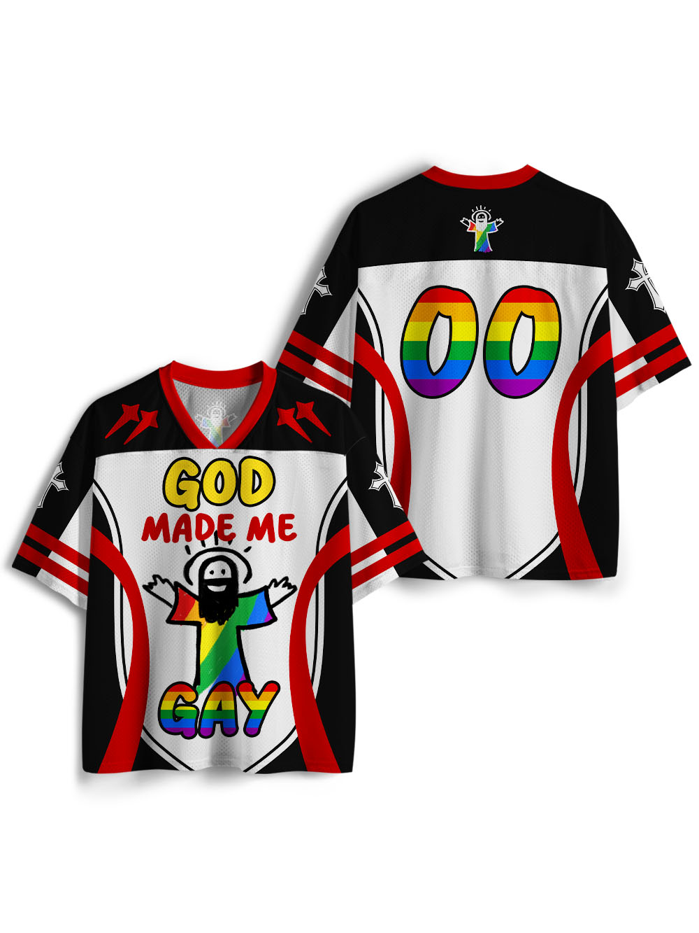 GOD MADE ME GAY MESH JERSEY