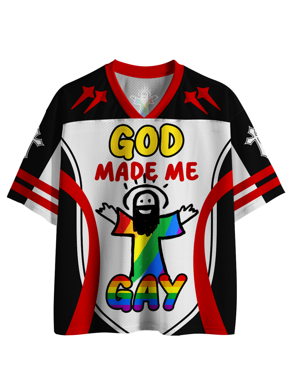 GOD MADE ME GAY MESH JERSEY