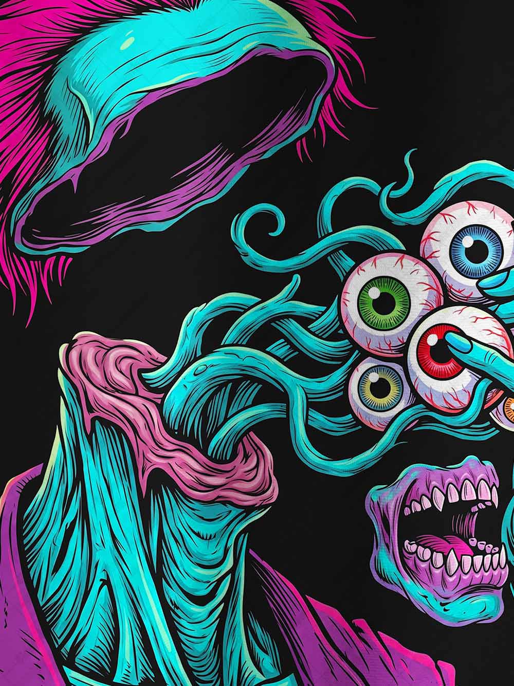 NEON MELTDOWN EYEBALL FREAK ECO OVERSIZED GRAPHIC TEES