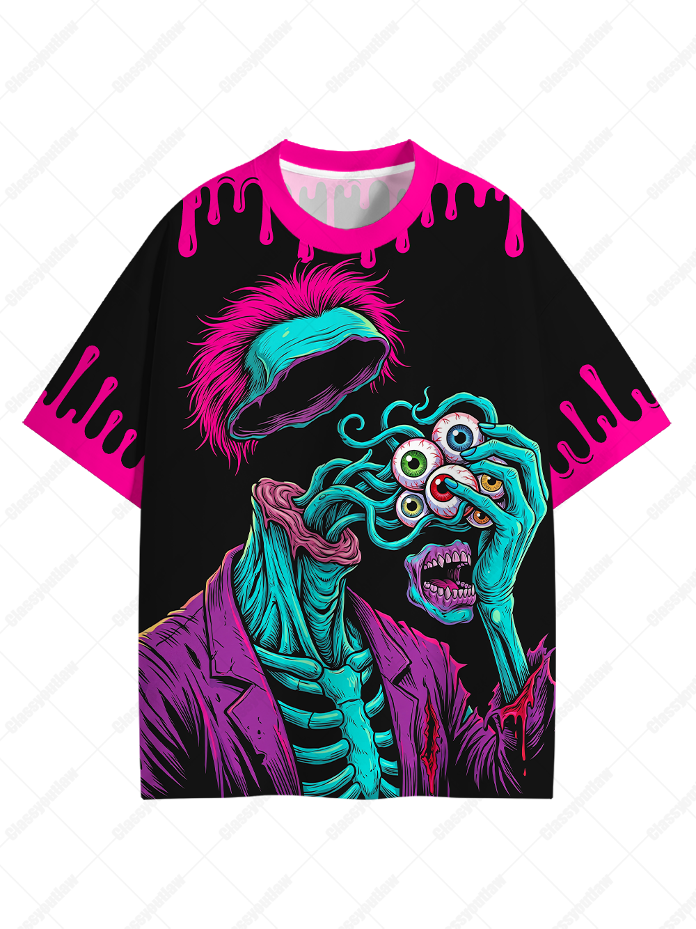 NEON MELTDOWN EYEBALL FREAK ECO OVERSIZED GRAPHIC TEES