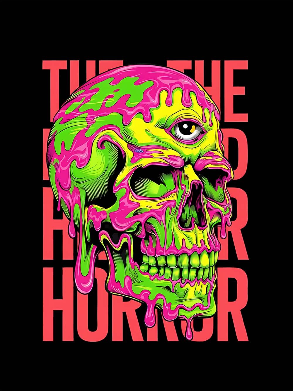 MELTING SKULL HORROR WASHED TSHIRT