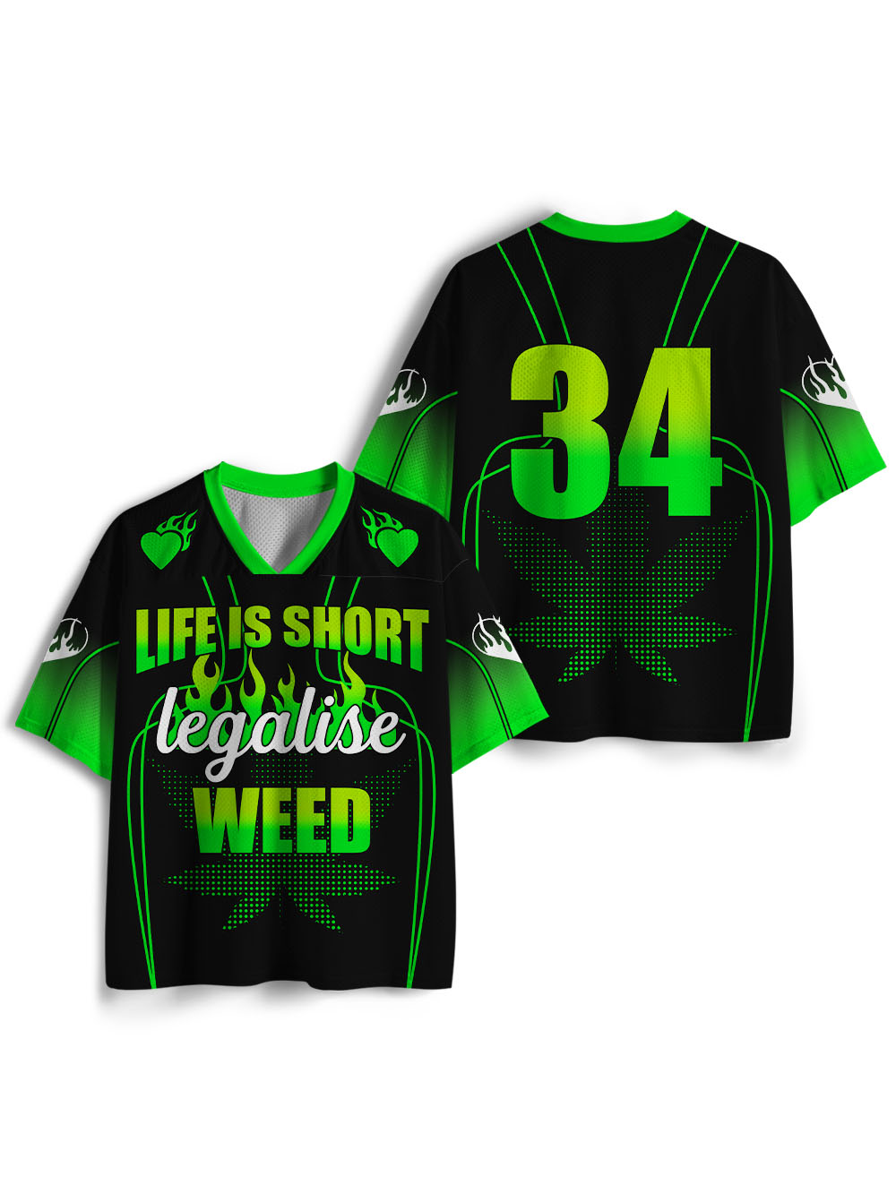 LIFE IS SHORT LEGALISE WEED MESH JERSEY