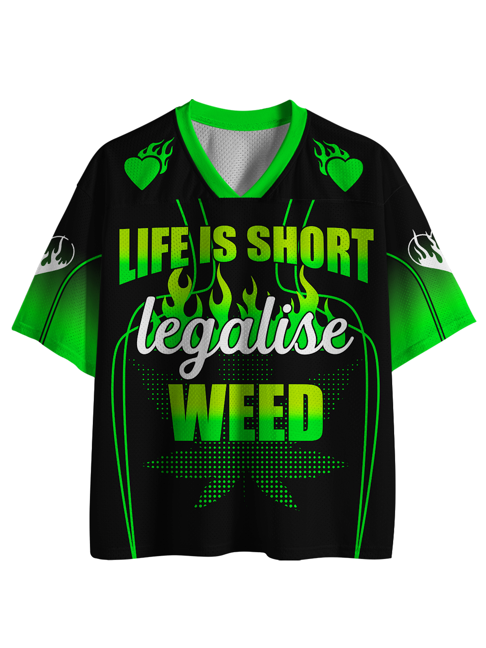 LIFE IS SHORT LEGALISE WEED MESH JERSEY