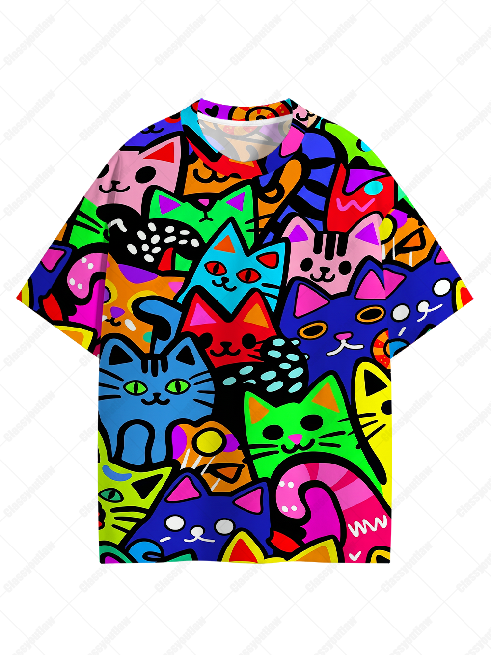 NEON GRAFFITI CATS ECO OVERSIZED GRAPHIC TEES