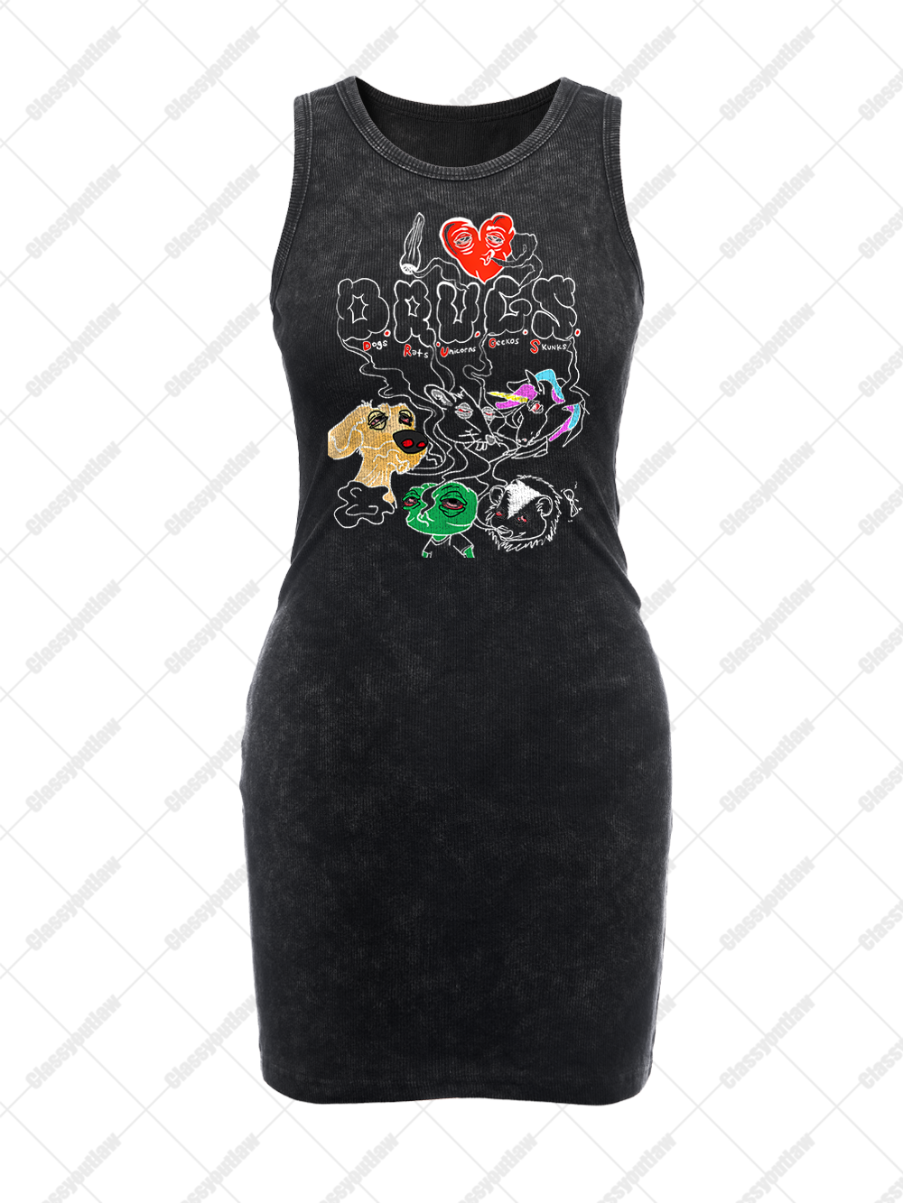 DRUGS VINTAGE BODYCON TANK DRESS