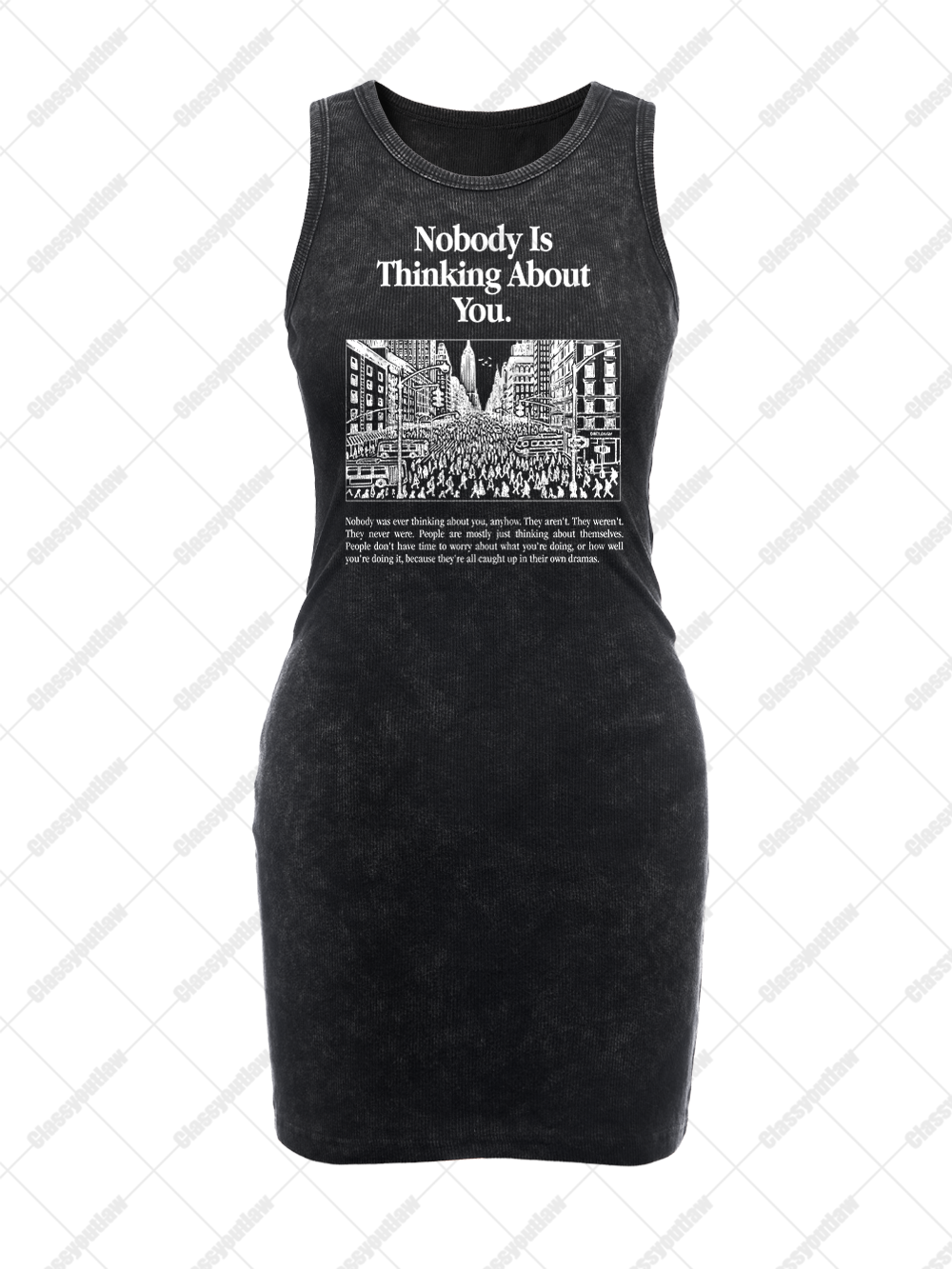 NOBODY IS THINKING ABOUT YOU VINTAGE BODYCON TANK DRESS