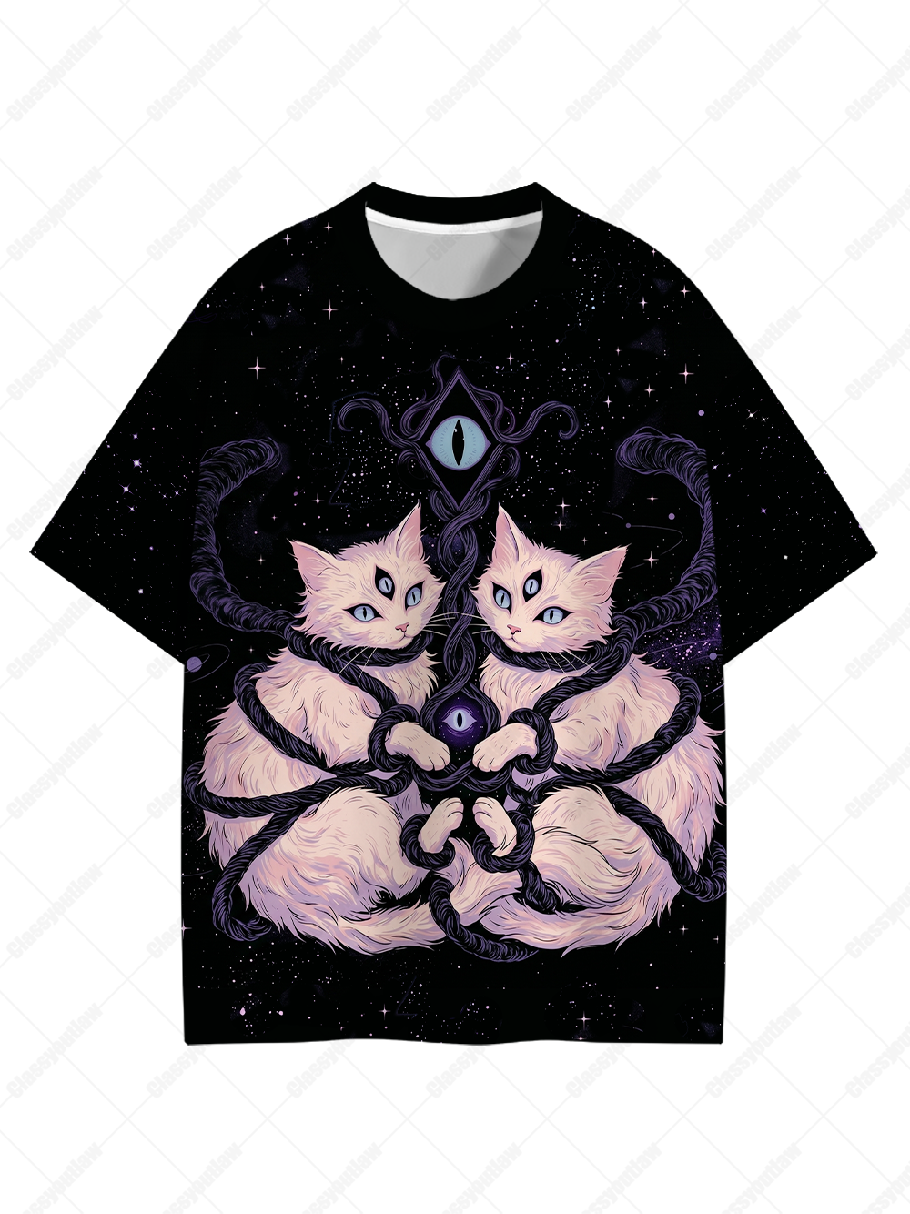 COSMIC TWIN CATS ECO OVERSIZED GRAPHIC TEES
