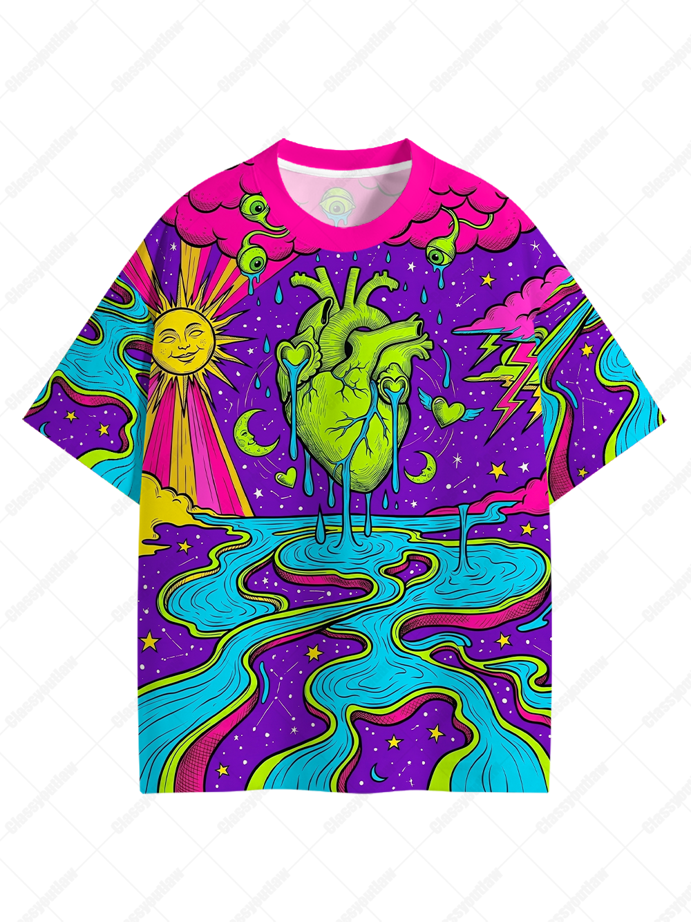 PSYCHEDELIC HEARTSTREAM ECO OVERSIZED GRAPHIC TEES