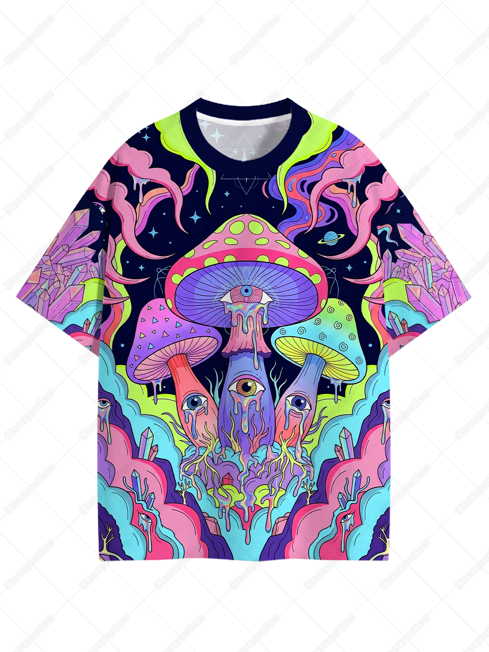 PSYCHEDELIC MUSHROOM REALMS ECO OVERSIZED GRAPHIC TEES