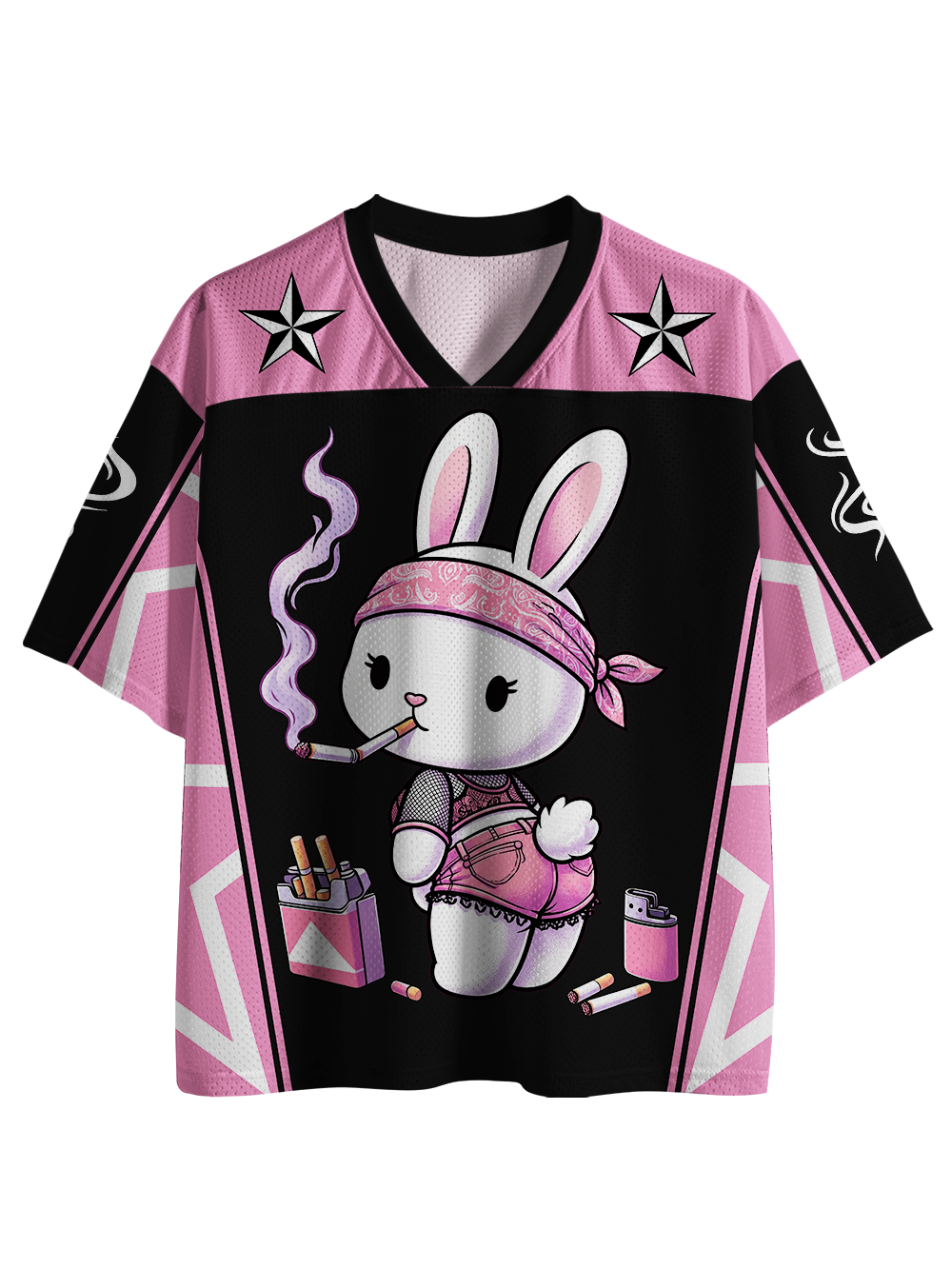 PINK SMOKING BUNNY STYLE MESH JERSEY