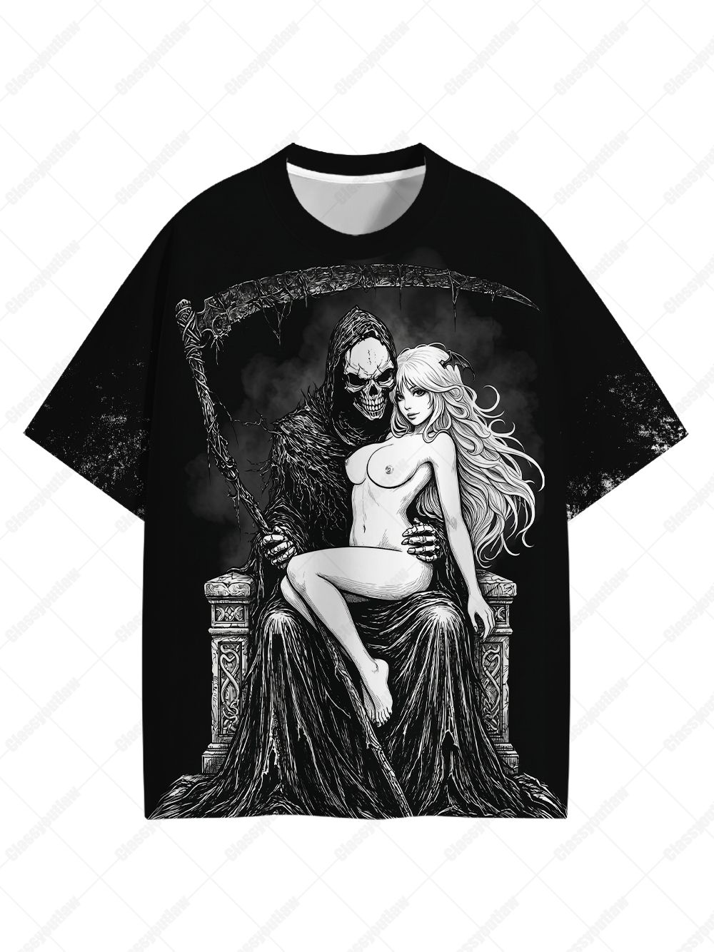 GRIM REAPER THRONE ECO OVERSIZED GRAPHIC TEES