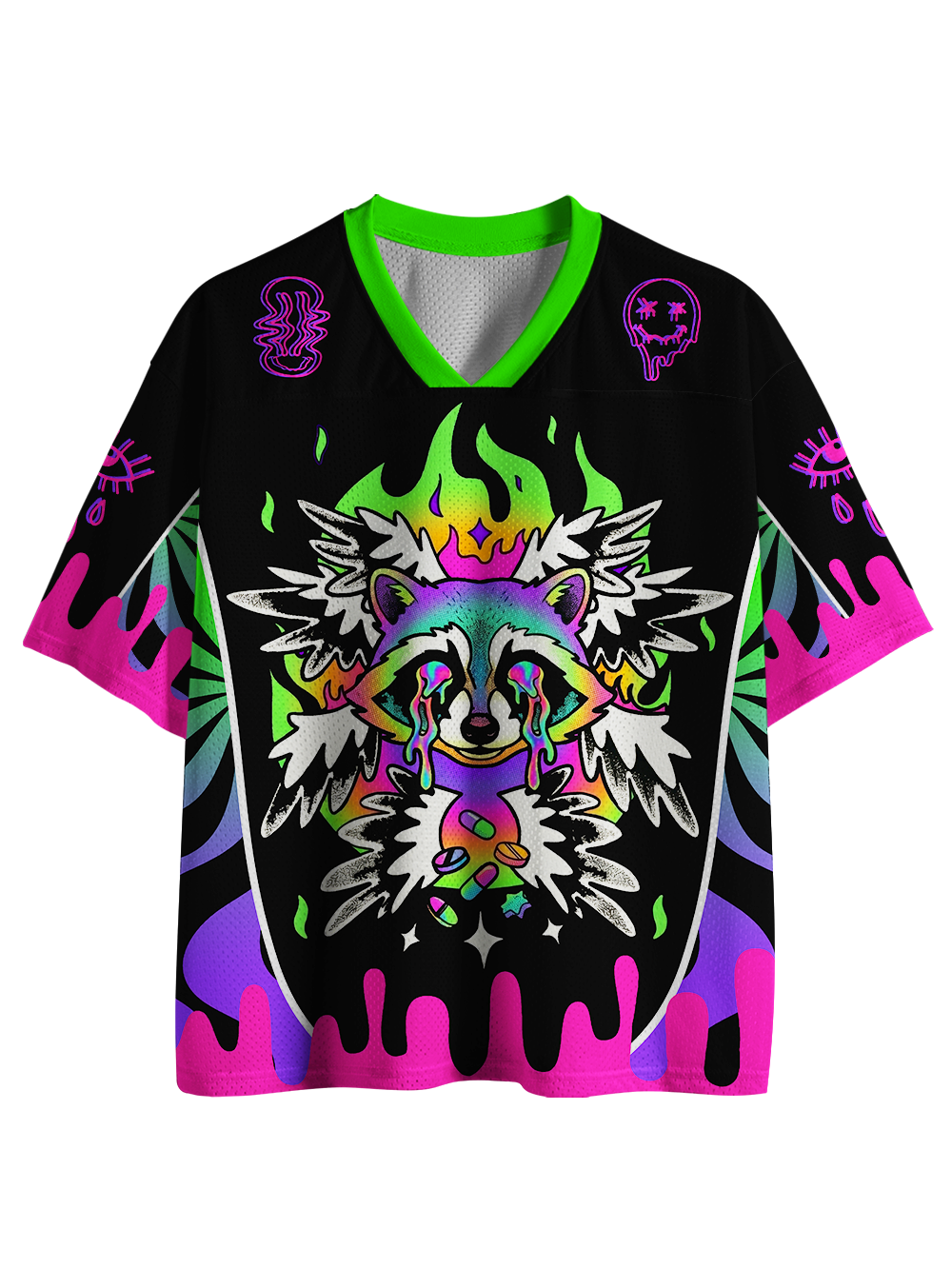 CRYING RACCOON FLAMES MESH JERSEY