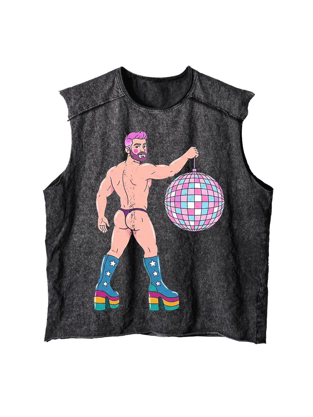 DISCO DIVA DUDE DISTRESSED TANK TOP