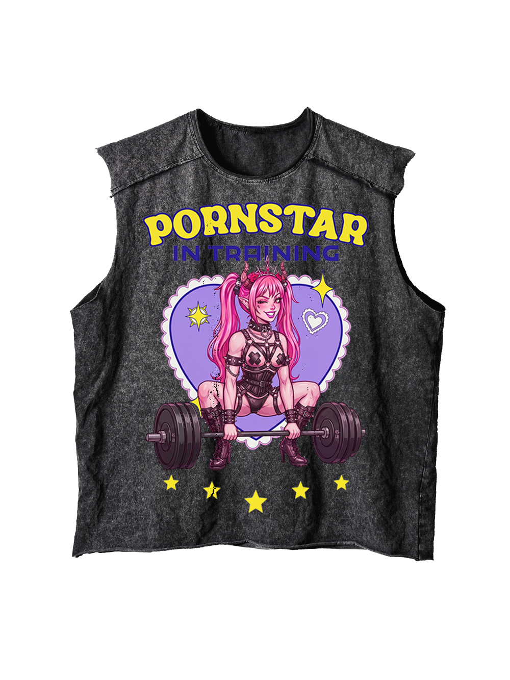 PORNSTAR IN TRAINING DISTRESSED TANK TOP