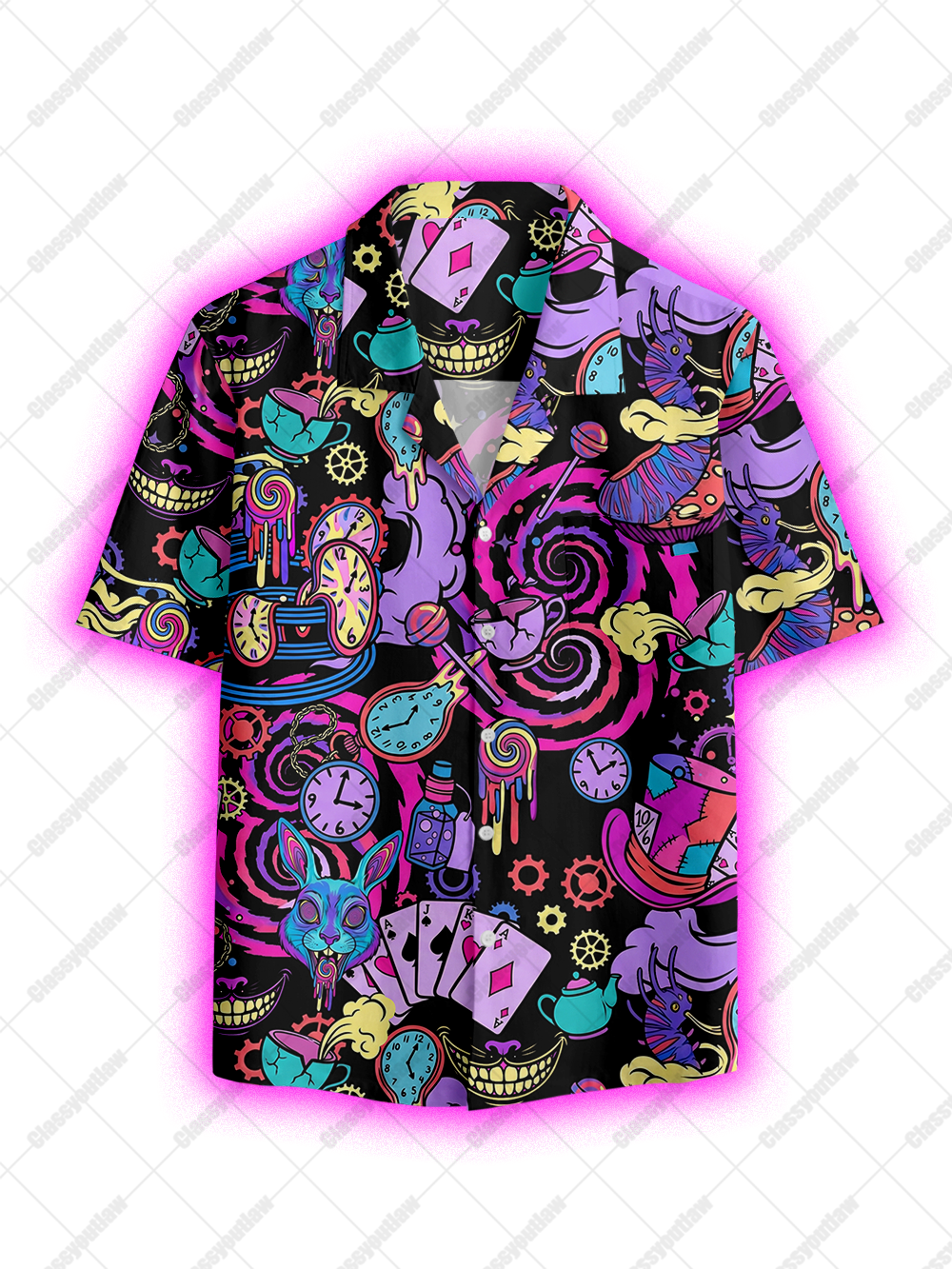 PSYCHEDELIC WONDERLAND BUTTON UP POCKET SHIRT