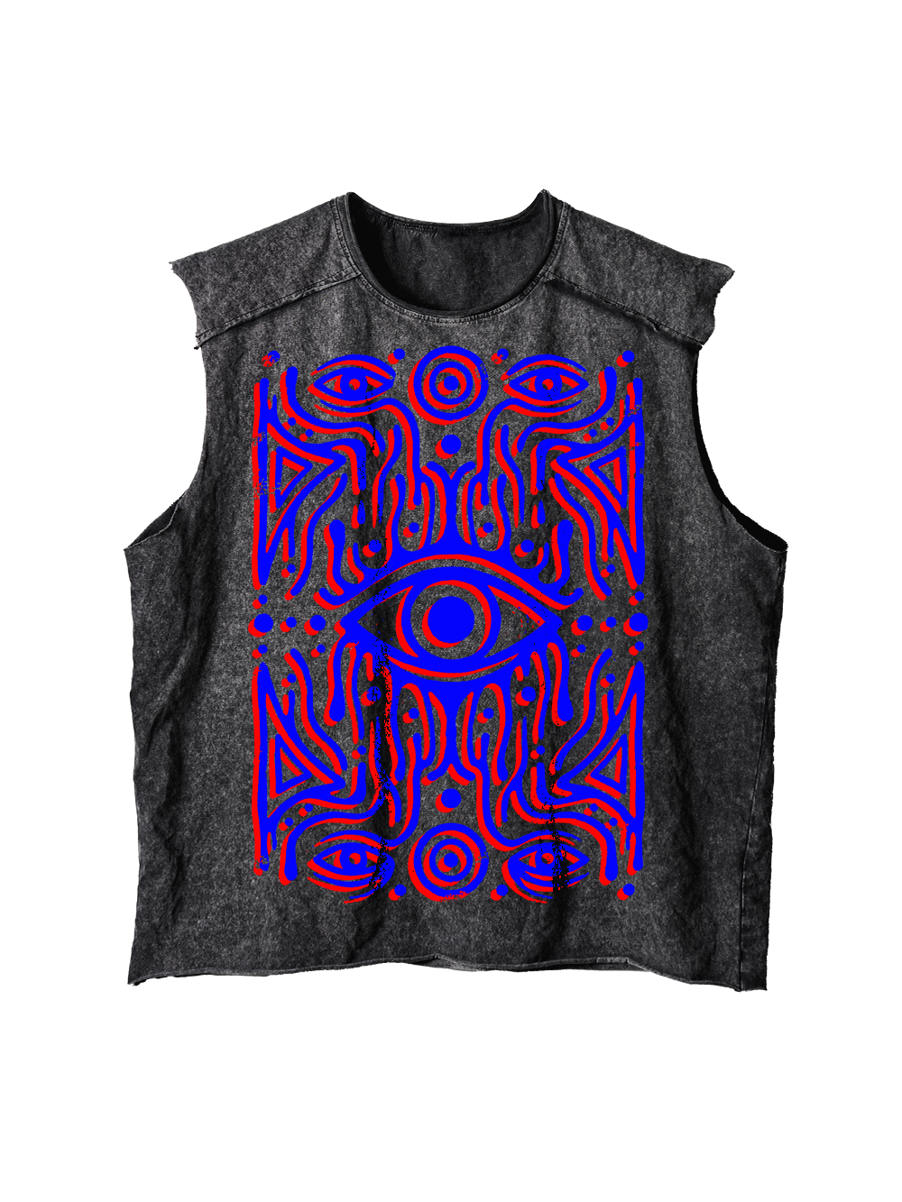 PSYCHEDELIC EYE DISTRESSED TANK TOP
