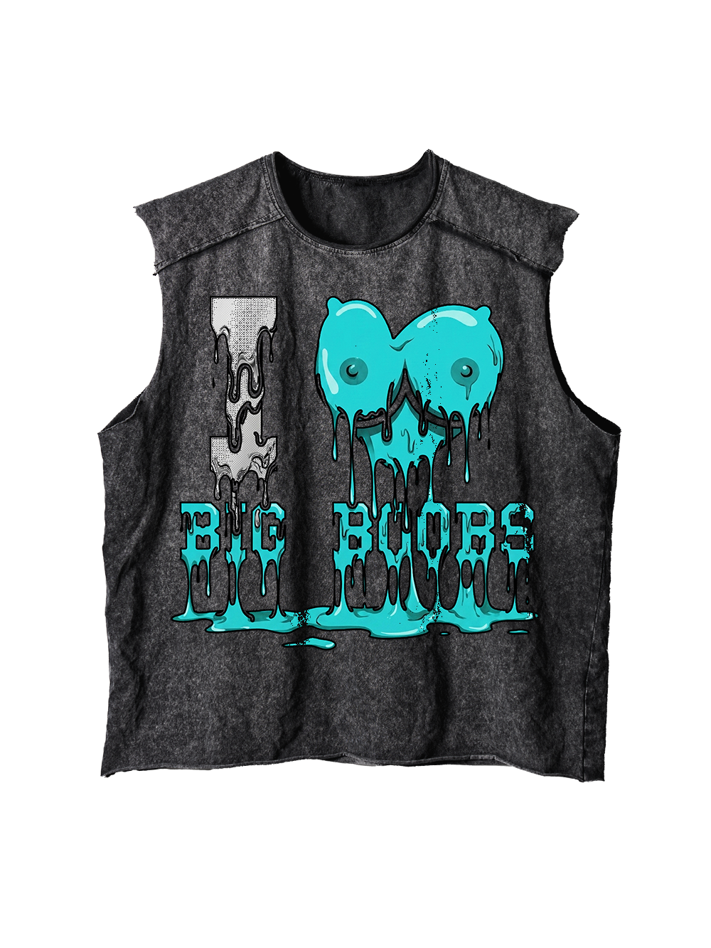 I LOVE BIG BOOBS DISTRESSED TANK TOP