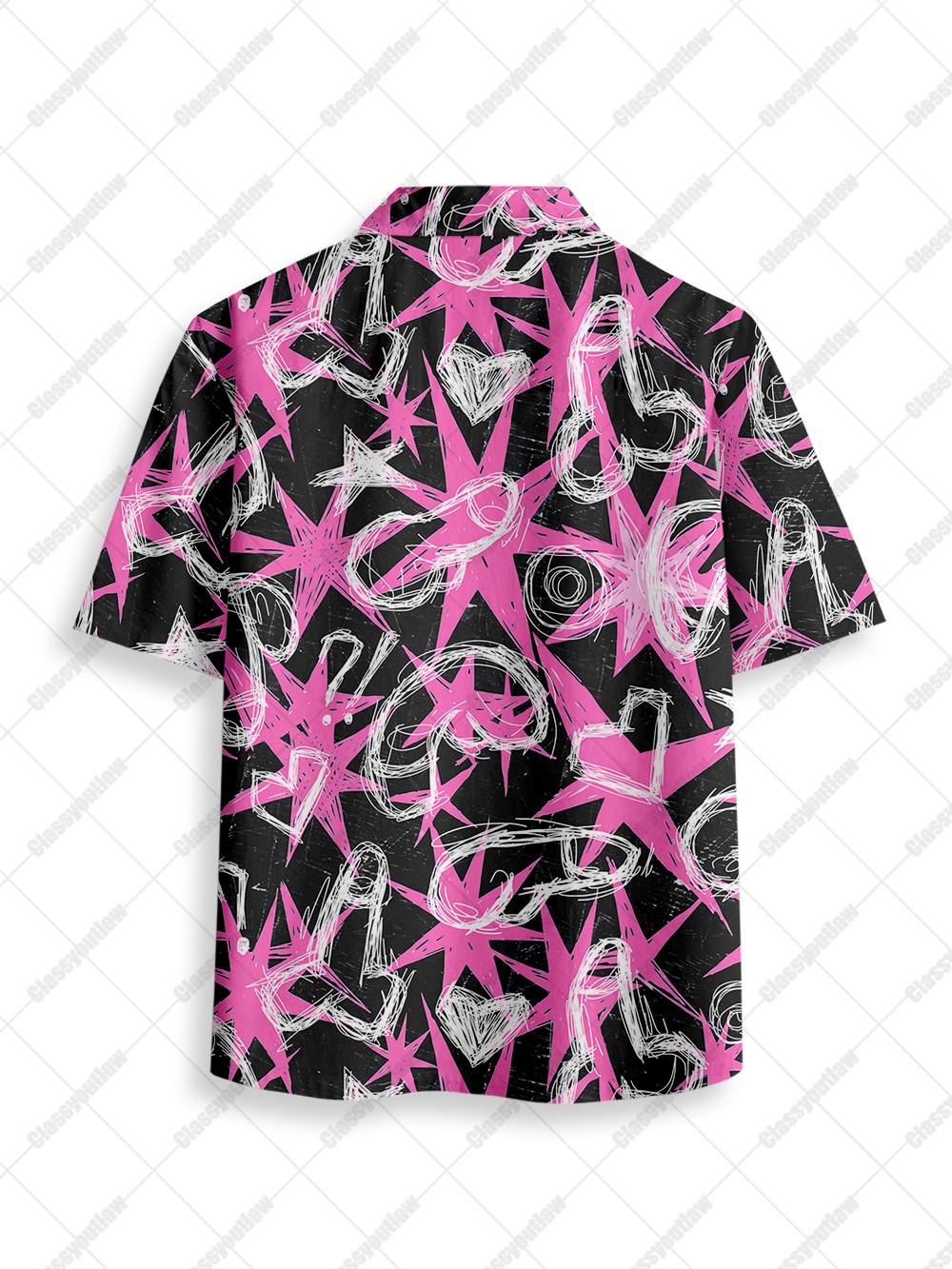 PINK CHAOS STARS BUTTON UP POCKET SHIRT