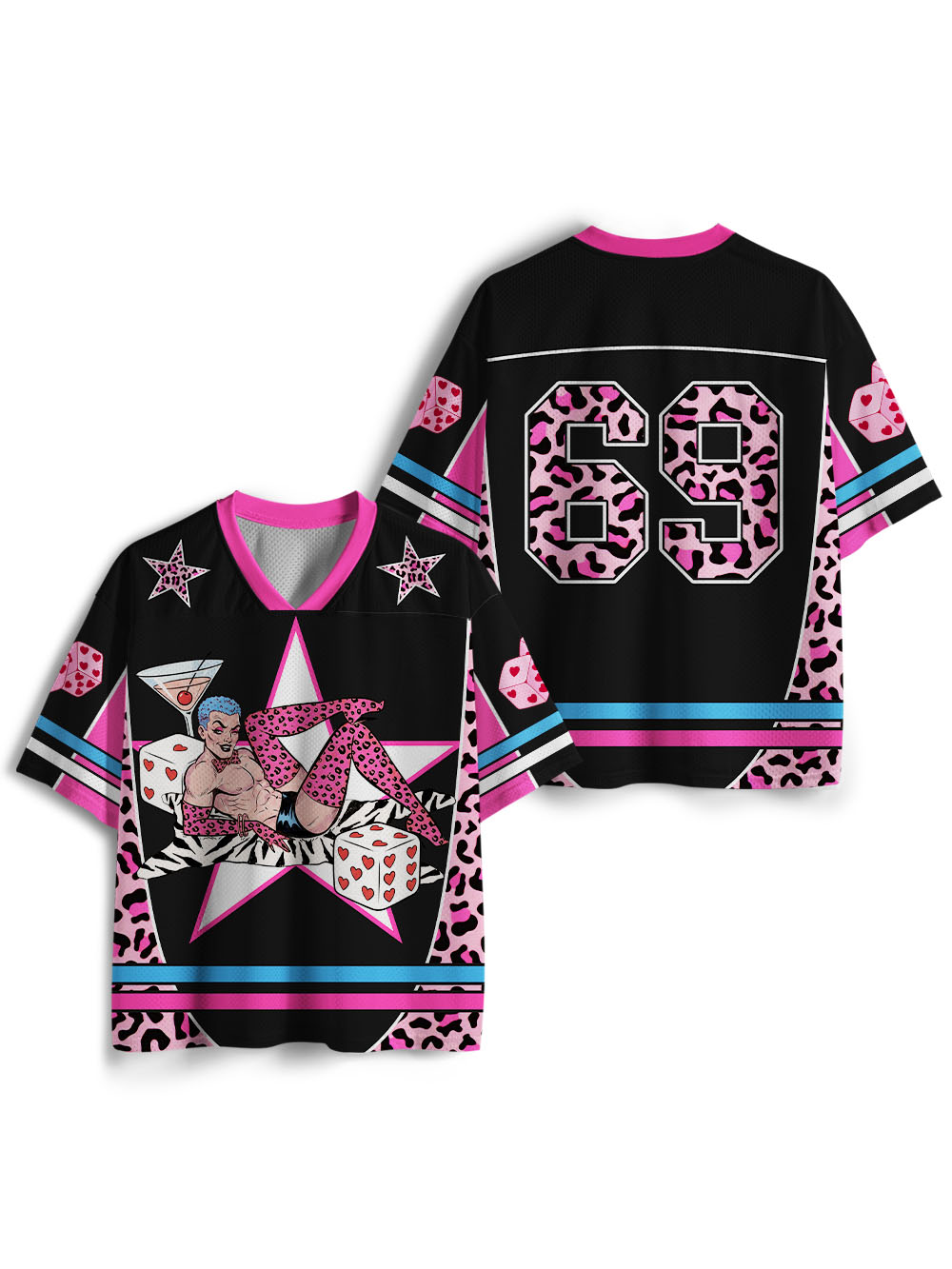 PINK LEOPARD DICE DREAM MESH JERSEY