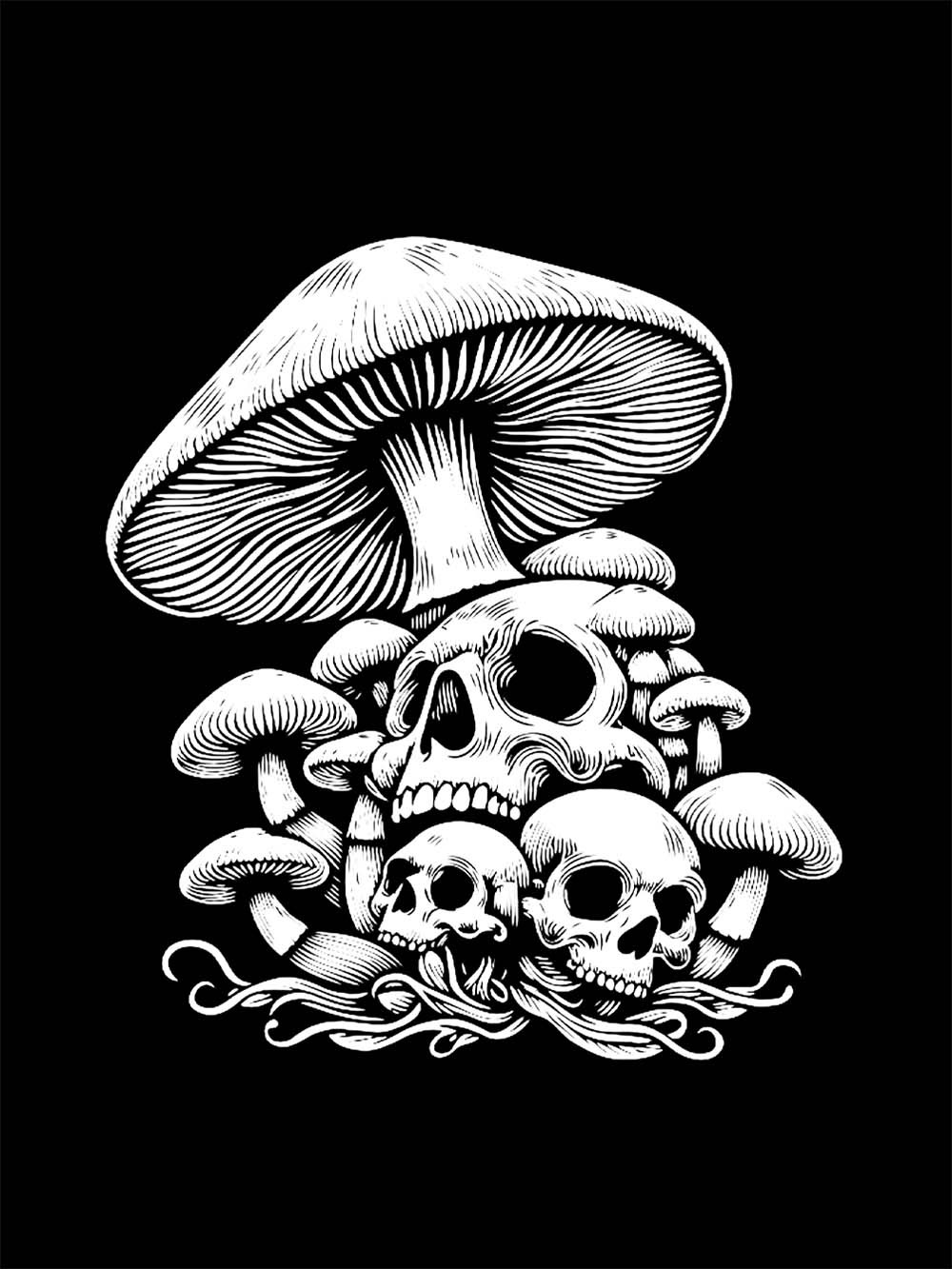 MUSHROOM SKULL GROVE WASHED TSHIRT