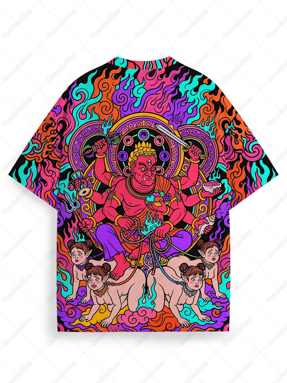 PSYCHEDELIC DEMON GOD ECO OVERSIZED GRAPHIC TEES