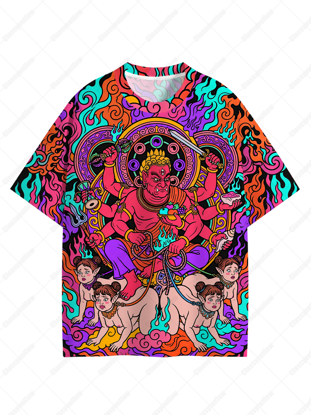 PSYCHEDELIC DEMON GOD ECO OVERSIZED GRAPHIC TEES