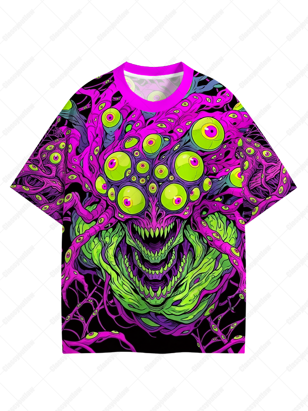 NEON EYEBALL MONSTER ECO OVERSIZED GRAPHIC TEES