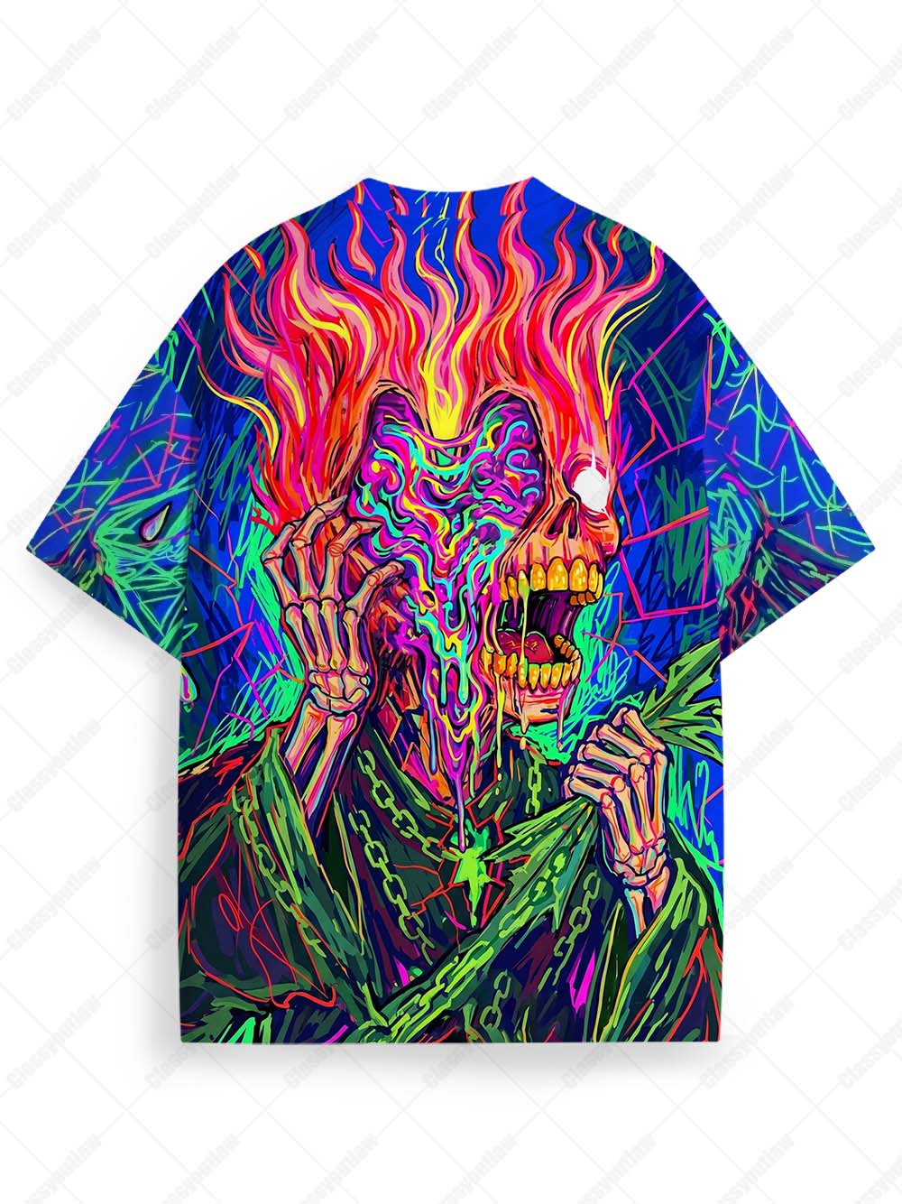 NEON MELTING SKULL ECO OVERSIZED GRAPHIC TEES