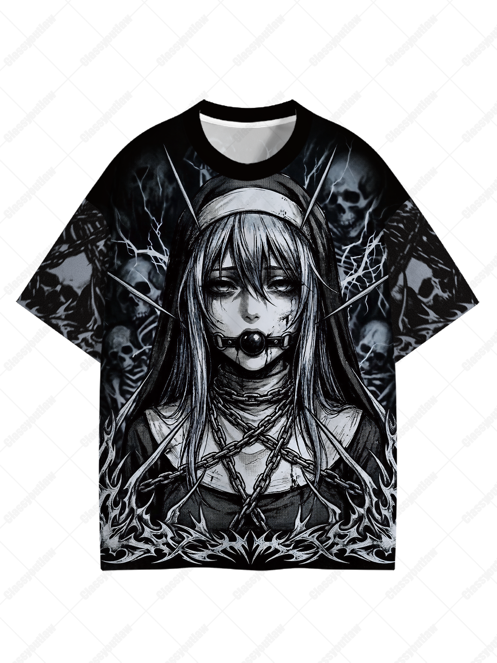 GOTHIC NUN ECO OVERSIZED GRAPHIC TEES