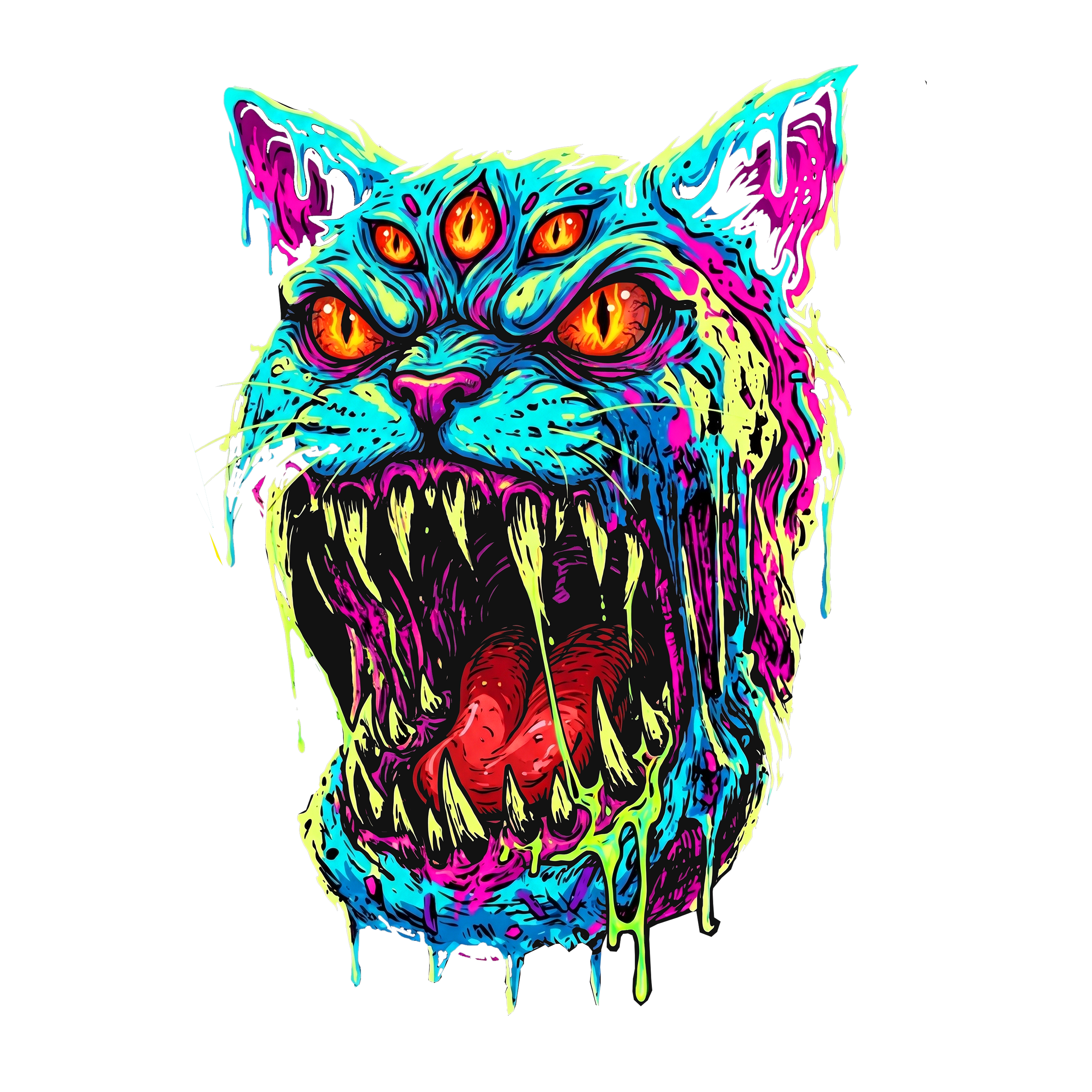 NEON DEMON CAT OFF SHOULDER TSHIRT