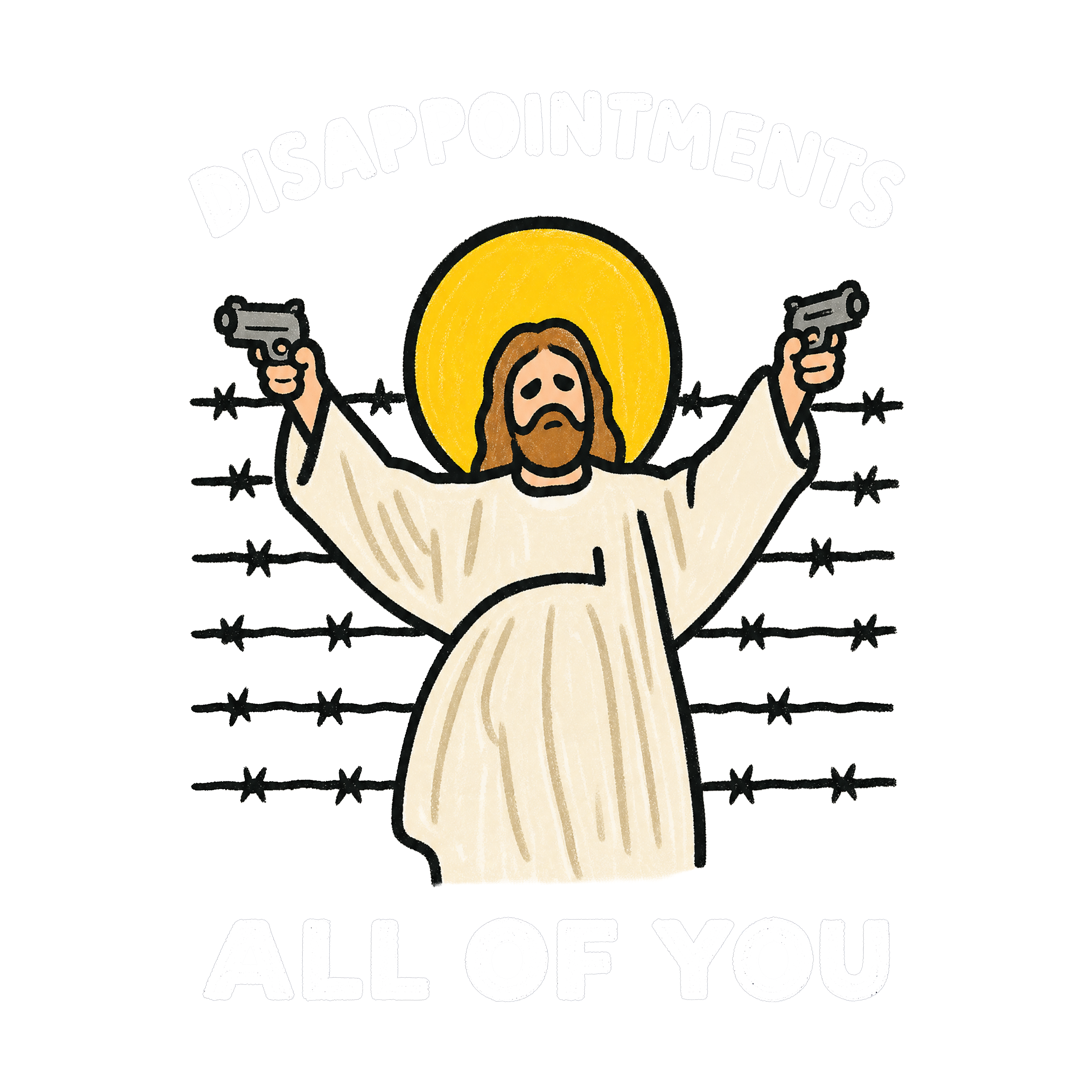 GUNS JESUS OFF SHOULDER TSHIRT