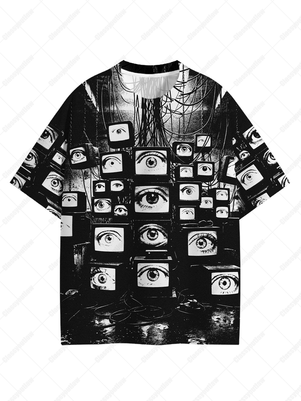 SURVEILLANCE TV EYES ECO OVERSIZED GRAPHIC TEES
