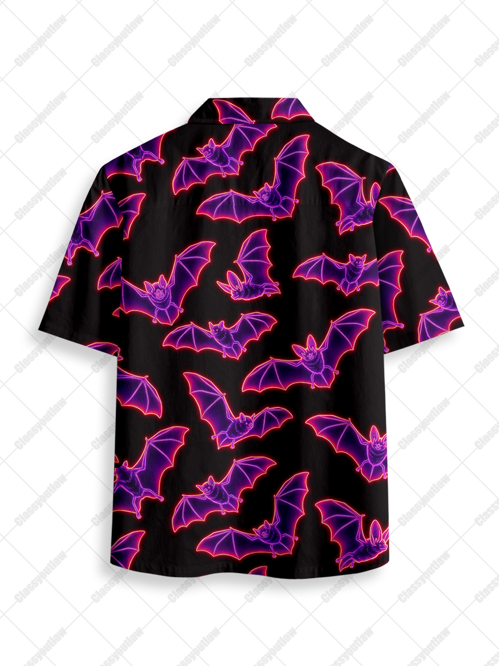 PURPLE BATS BUTTON UP POCKET SHIRT