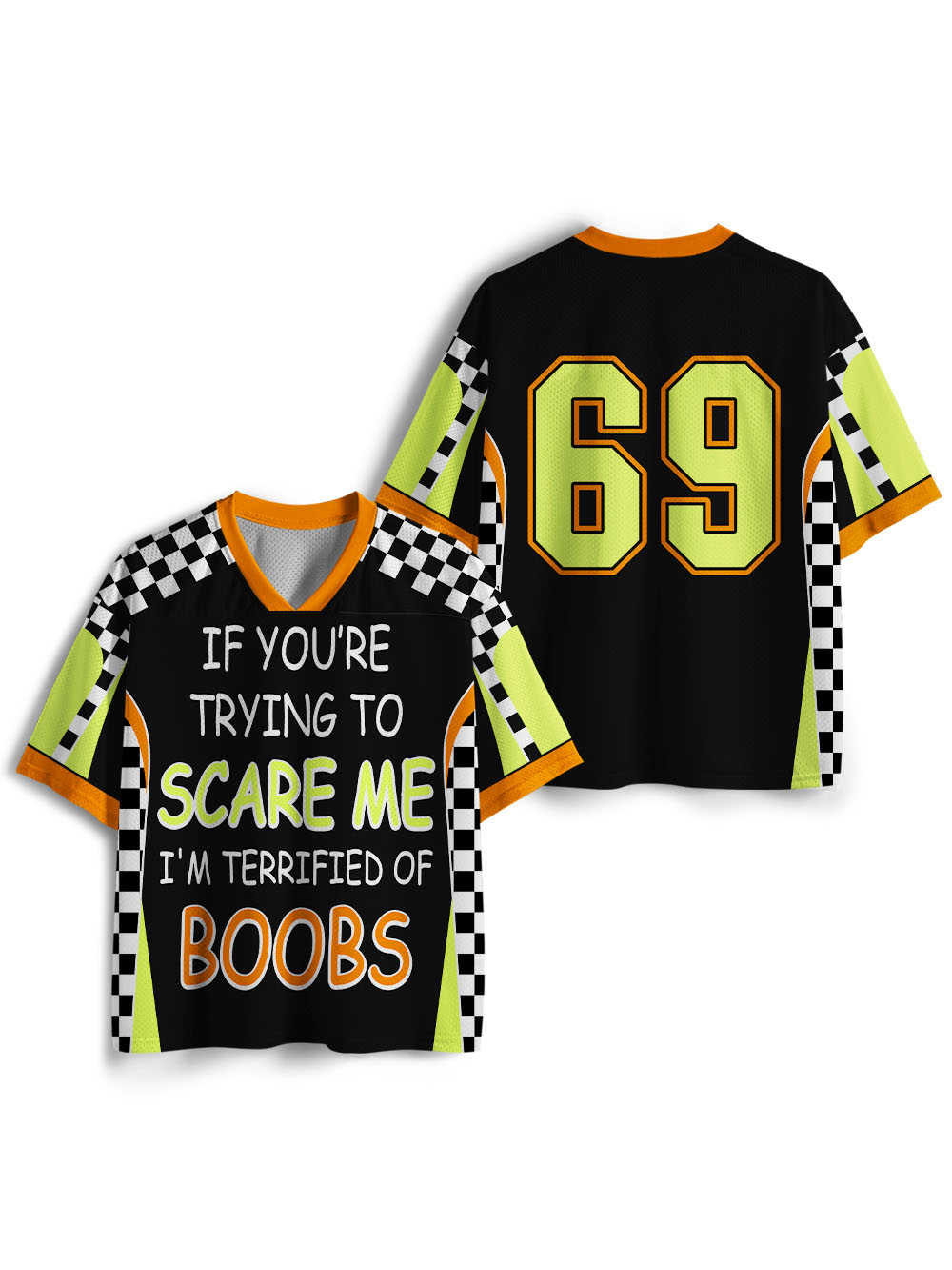 CHECKERED SLOGAN MESH JERSEY